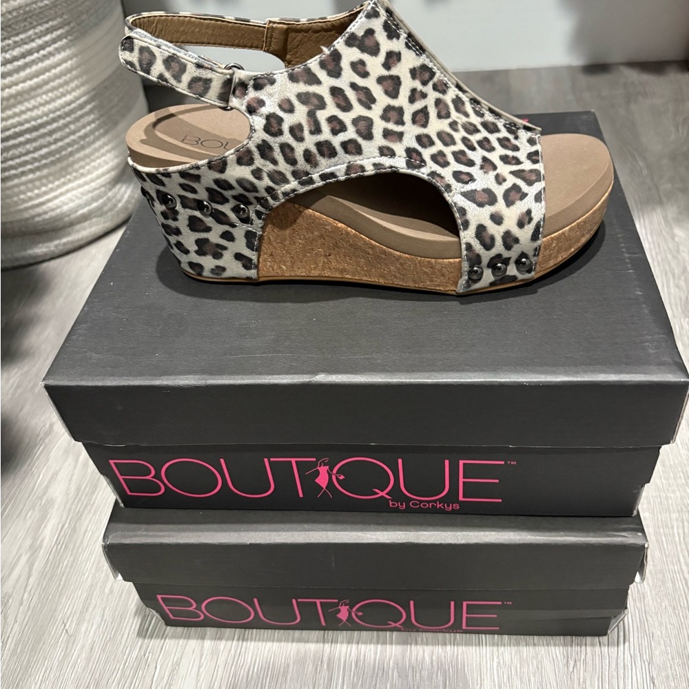 Leopard Print Wedge Sandals